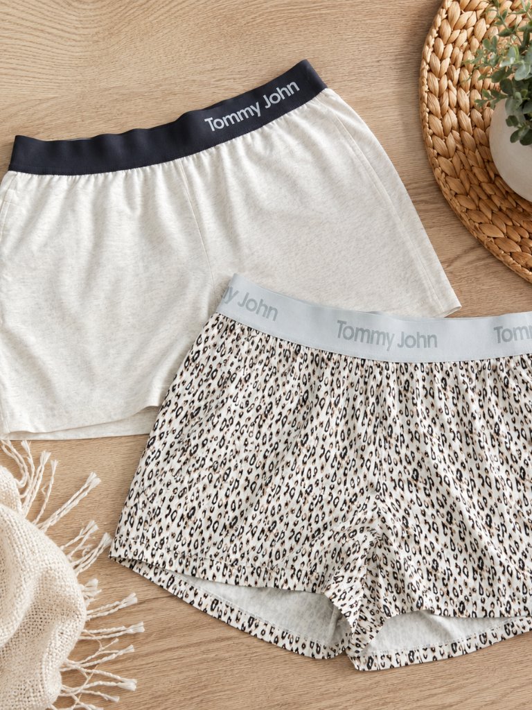 Tommy John Lounge Shorts Bundle Size Small Leopard Print & Oatmeal Pajama Sleep